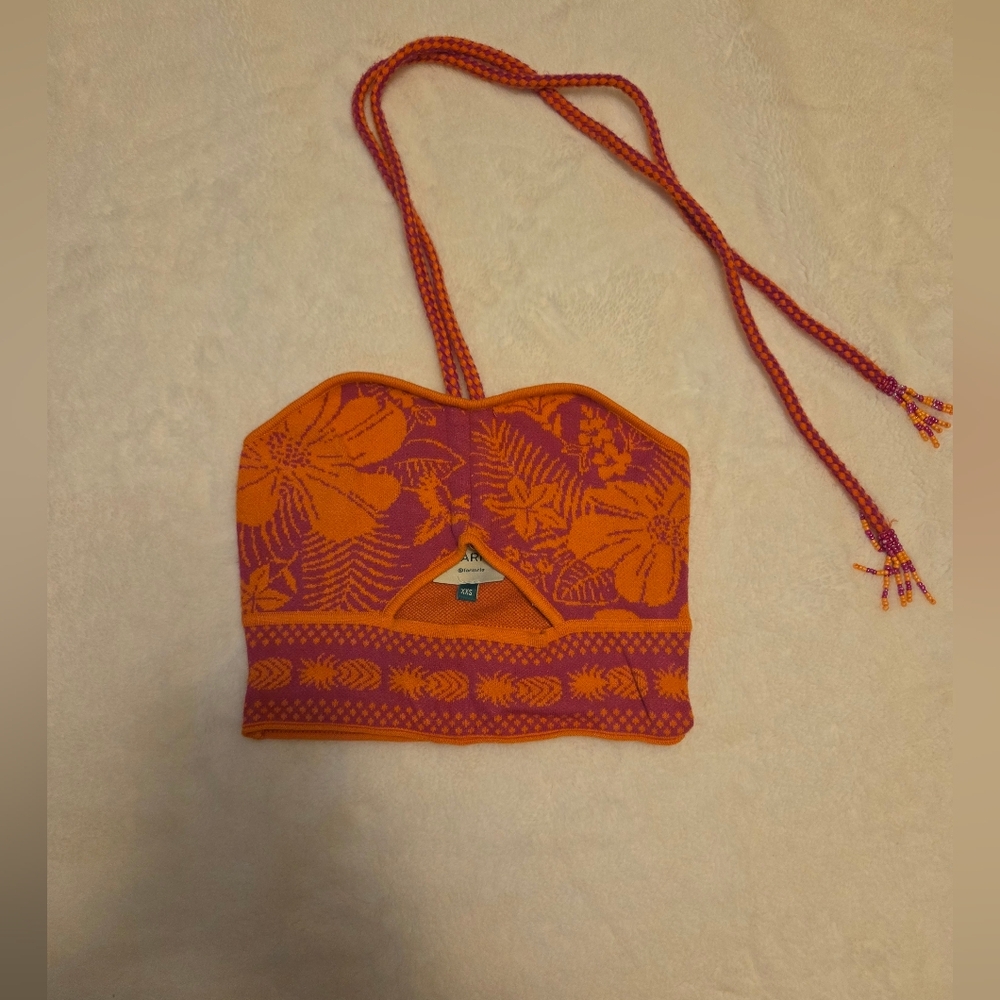 Farm Rio Pink Macaw Elegance Knit Top, XXS